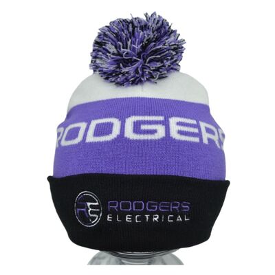 Custom Made Soft Warm Jacquard Pom Pom Knitted Cap Purple Colour
